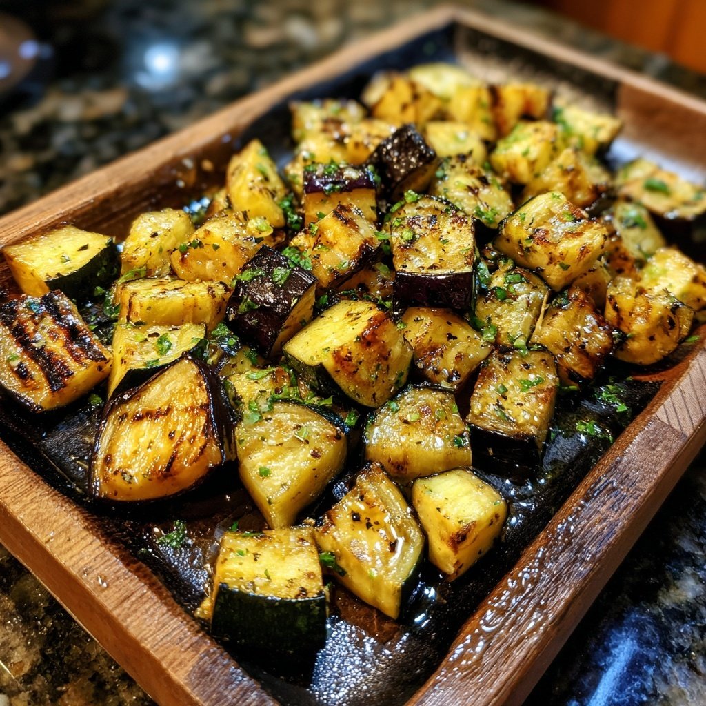 Gegrillte Auberginenwürfel