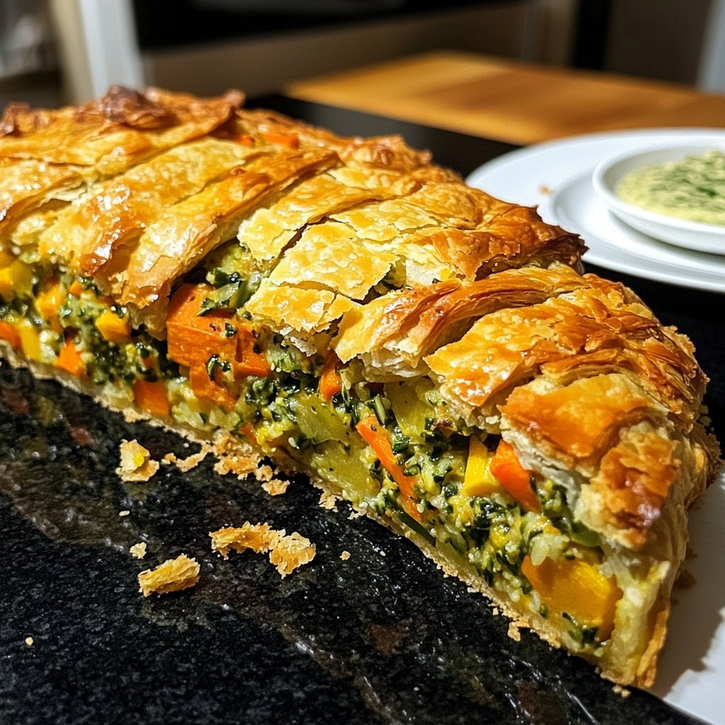Gemüsestrudel mit Kräuterdip