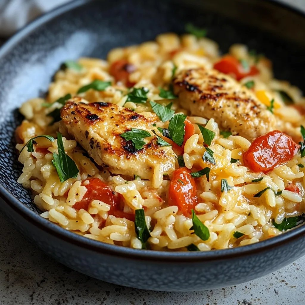 Cremige Orzo-Pfanne mit Hähnchen