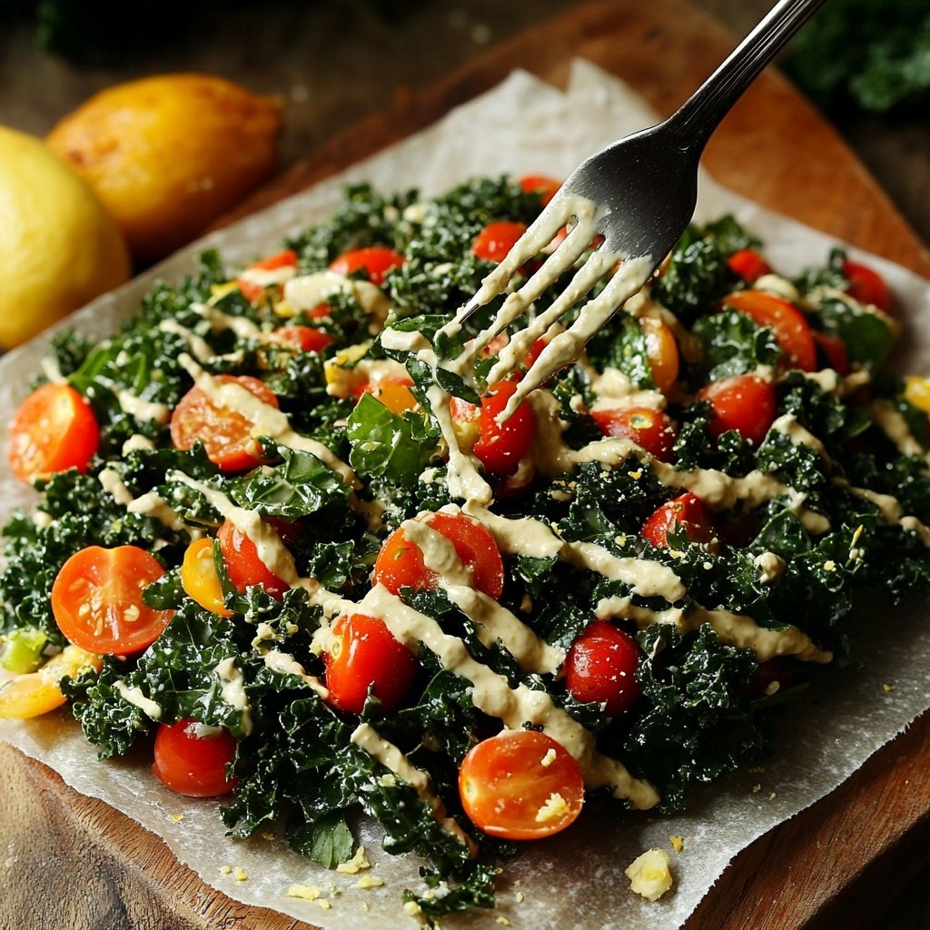 Chopped Kale Power Salad mit Zitronen-Tahini-Dressing