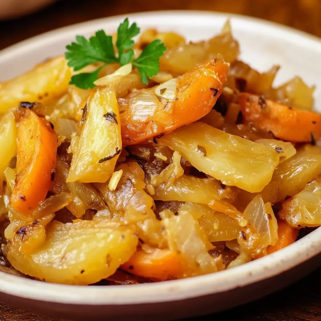 Gesunder Schmorkohl mit Karotten und Zwiebeln