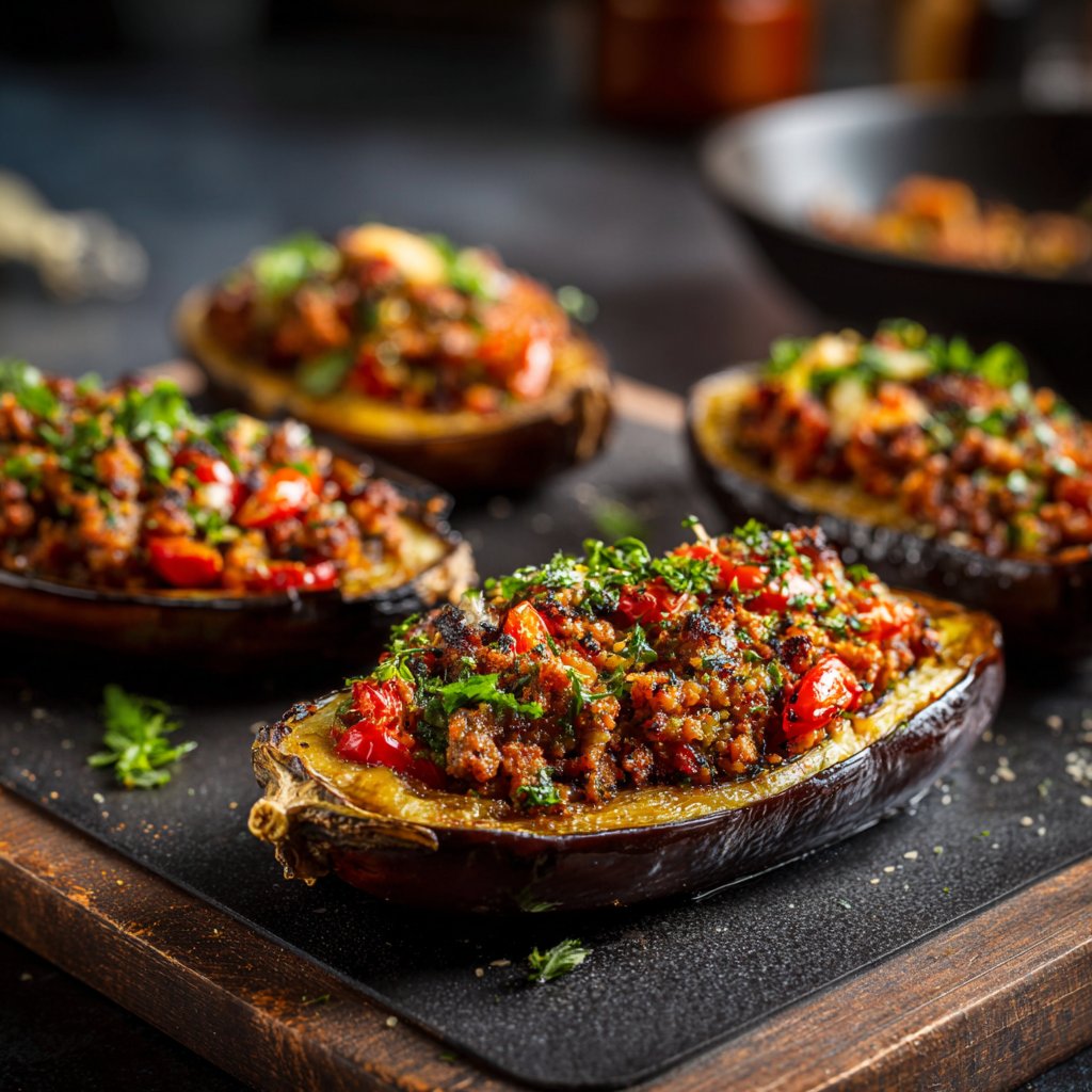 Auberginen mediterran gefüllt