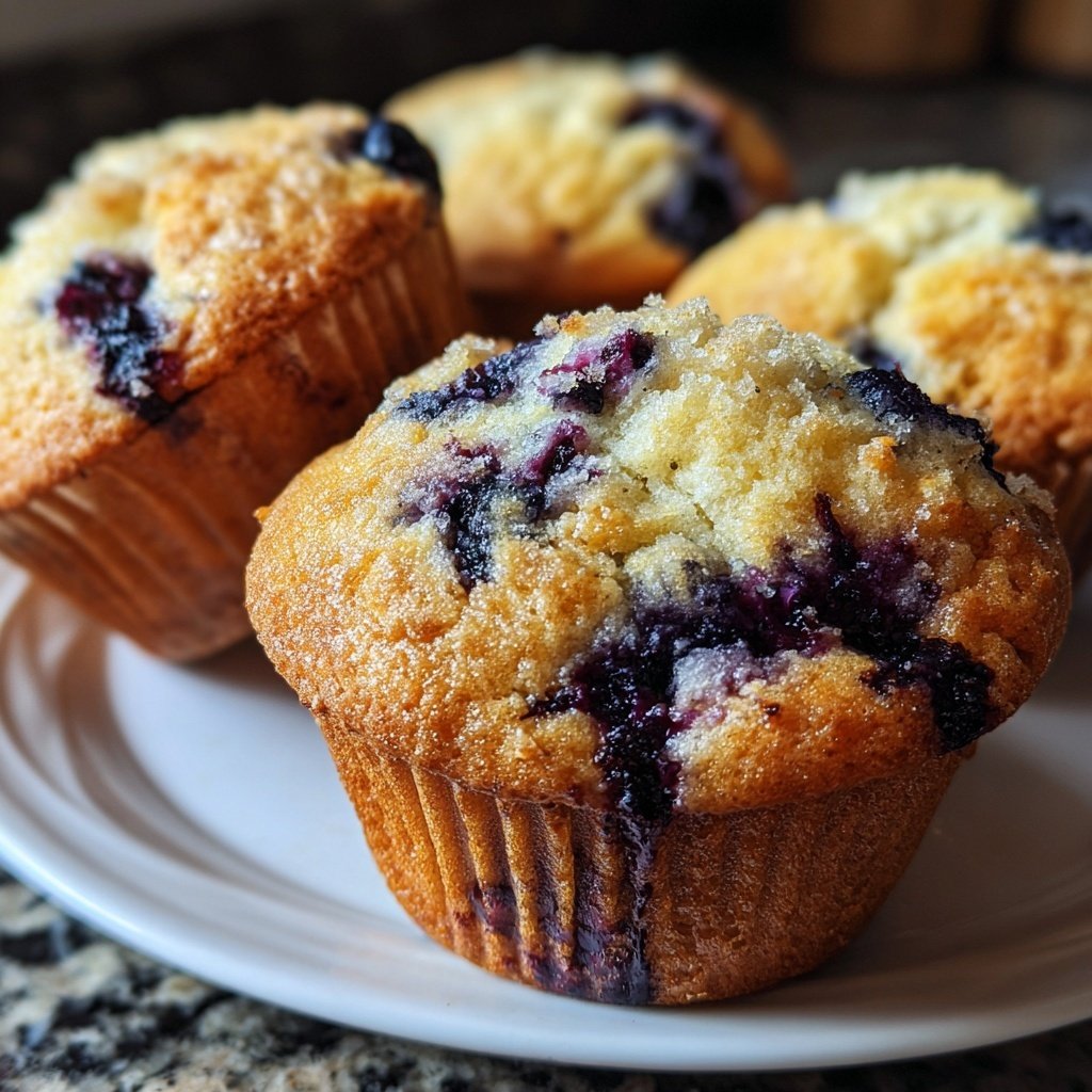 Lockere Blaubeermuffins wie vom Bäcker