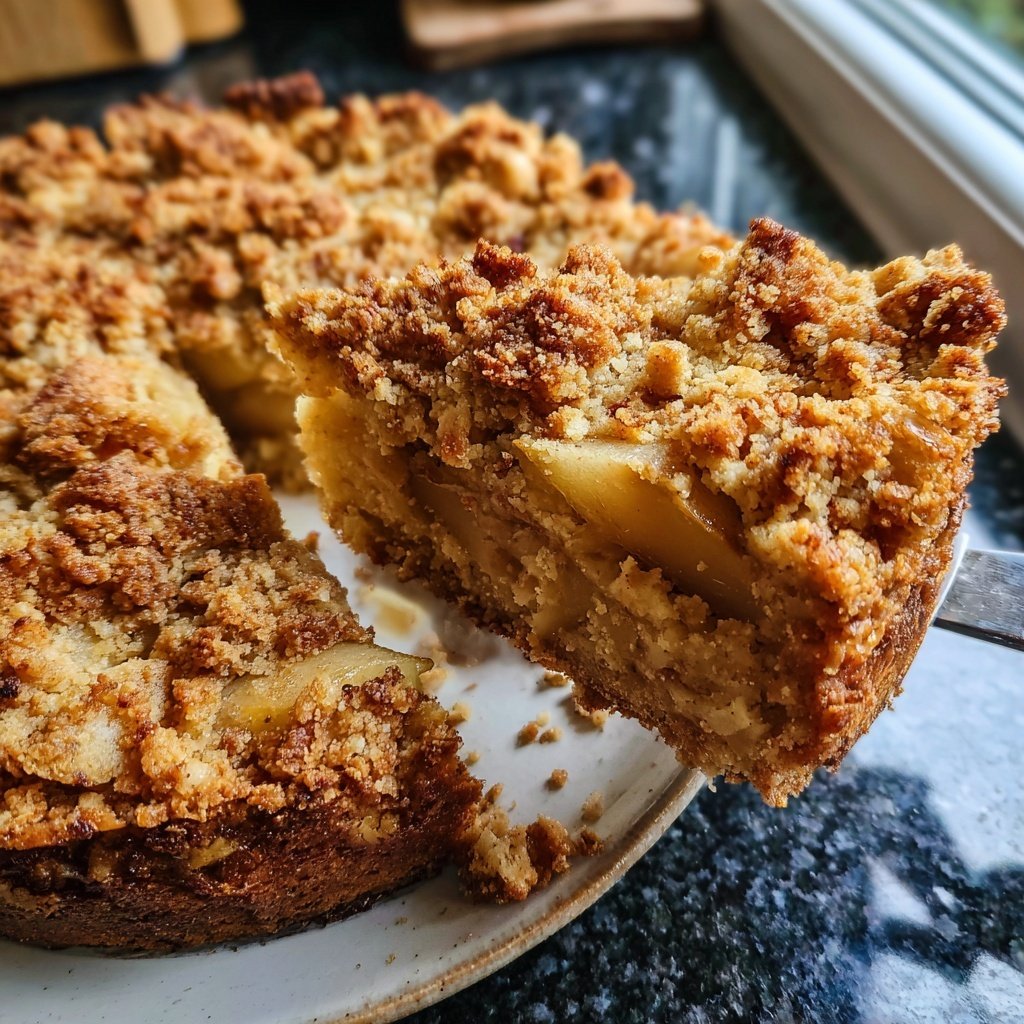 Kuchen mit Birnen und Streuseln