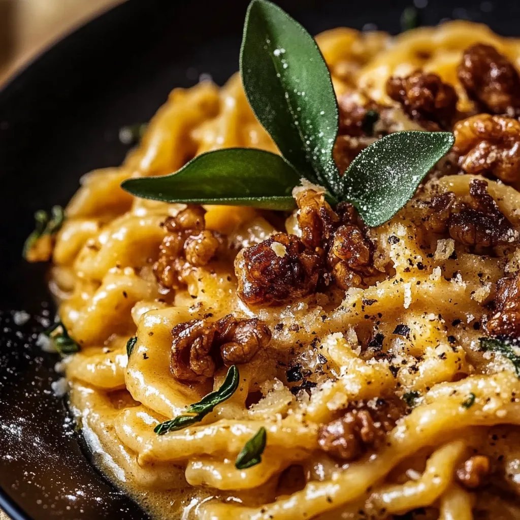 Kürbis-Spätzle mit Walnüsse Salbei