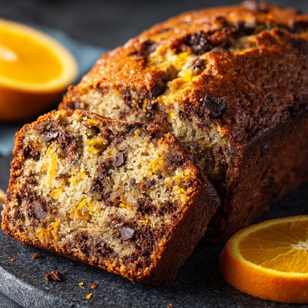 Bananenbrot mit Zartbitterschokolade und Orange